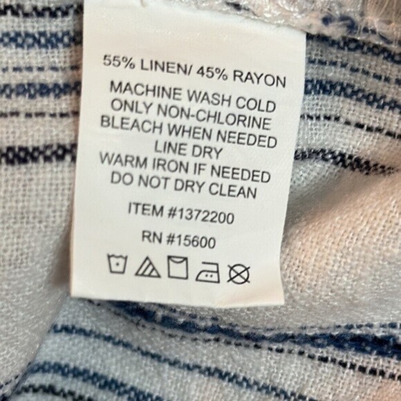 Briggs Linen White & Blue Striped Elastic Comfy Pants SZ L‎ - Picture 11 of 11